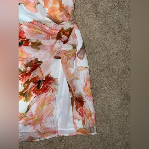 SAU LEE Hester Floral Strapless Minidress in White/Orange at Nordstrom - Picture 5 of 11